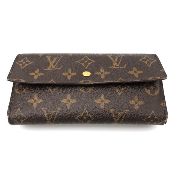 Louis Vuitton Handbags - Louis Vuitton Sarah Wallet Brown Tan Leather Monogram Snap Closure Portefeiulle